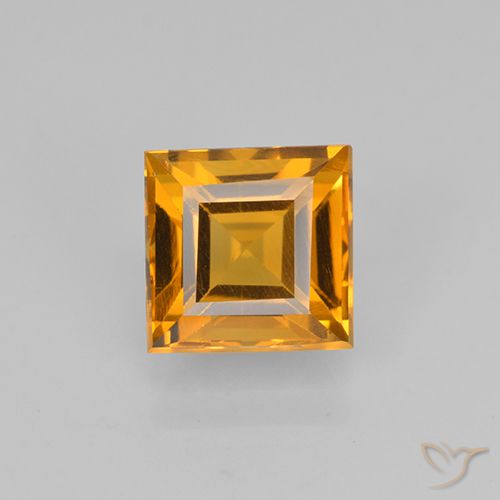 1.97ct 天然 深橙色 黄水晶, 正方形, VVS-VS