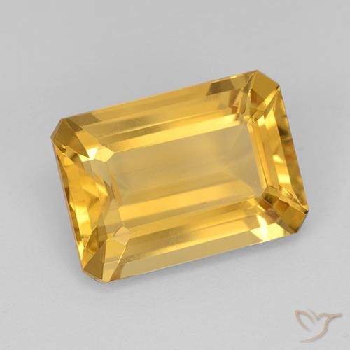 7.28ct 天然 中金 黄水晶, 祖母绿式切割, VVS