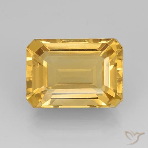 7.37ct 天然 亮金 黄水晶, 祖母绿式切割, VVS