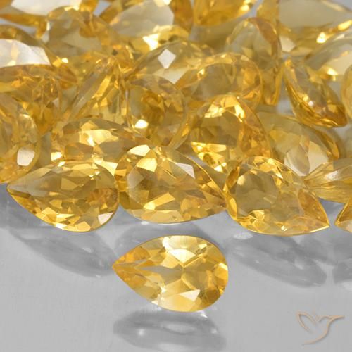 0.73克拉天然黄水晶，梨形，VVS-VS