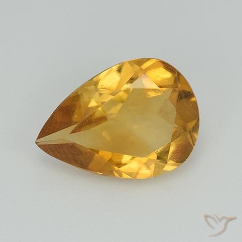 2.02ct 天然 深金色 黄水晶, 梨形, VS