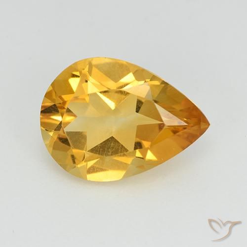 2.18ct 天然 中金 黄水晶, 梨形, VVS-VS