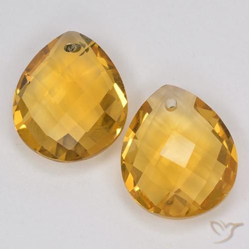 6.77ctw 天然 深金橙色 黄水晶, 梨形, VVS-VS