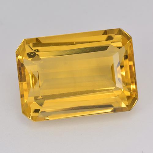 15.40克拉天然金色黄水晶，祖母绿式切割，18×12.9毫米，VVS-VS