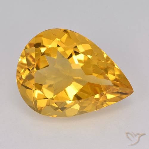 7.63ct 天然 深金橙色 黄水晶, 梨形, VVS-VS