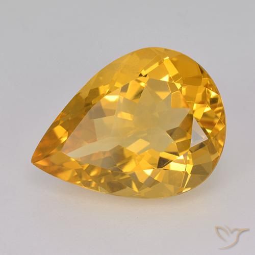 7.63克拉天然黄水晶，梨形，VVS-VS