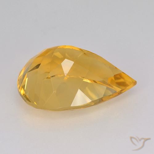 7.63克拉天然黄水晶，梨形，VVS-VS