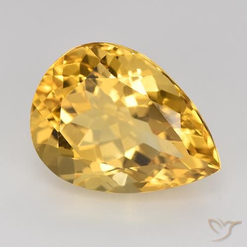 8.81克拉天然黄水晶，梨形，VVS-VS