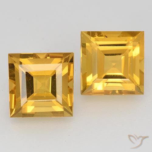 3.32ctw 天然 深金橙色 黄水晶, 正方形, VVS-VS