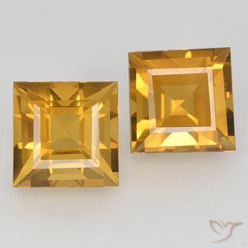 3.44ctw 天然 深金橙色 黄水晶, 正方形, VVS-VS