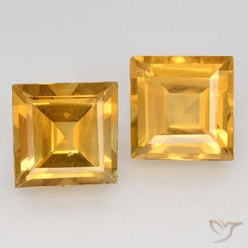 2.95ctw 天然 橙金 黄水晶, 正方形, VS