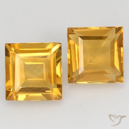 3.26ctw 天然 深金橙色 黄水晶, 正方形, VVS-VS
