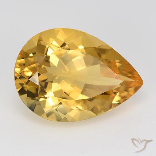 9.66克拉天然黄水晶，梨形，VVS-VS