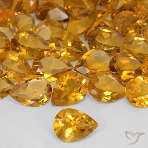 0.93ct 天然 中橙 黄水晶, 梨形, VVS-VS