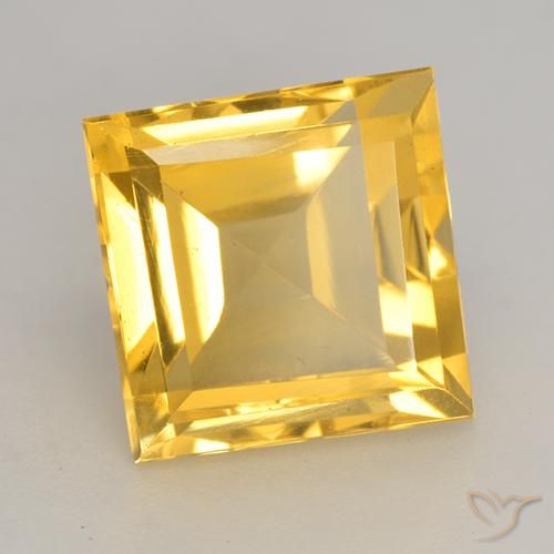 3.44克拉天然黄水晶，正方形，VVS-VS