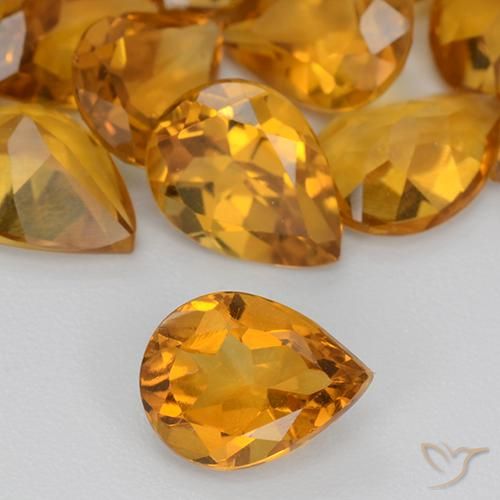 0.87ct 天然 深橙金 黄水晶, 梨形, VS