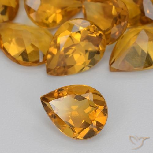 0.87克拉天然黄水晶，梨形，VS
