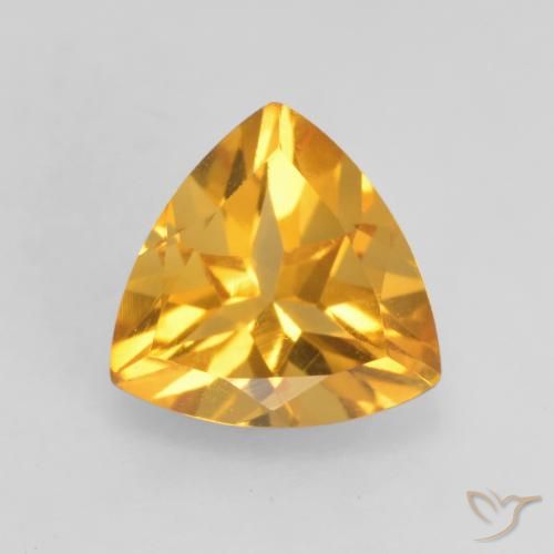 0.97克拉天然黄水晶，胖三角形，VVS-VS