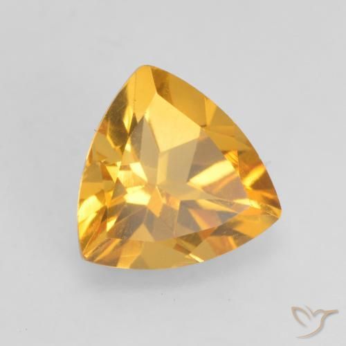 0.97克拉天然黄水晶，胖三角形，VVS-VS