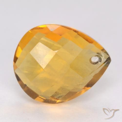 3.84克拉天然黄水晶，梨形，VVS-VS