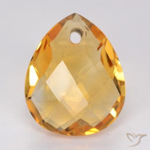 3.46ct 天然 深橙色-金色 黄水晶, 梨形, VVS-VS
