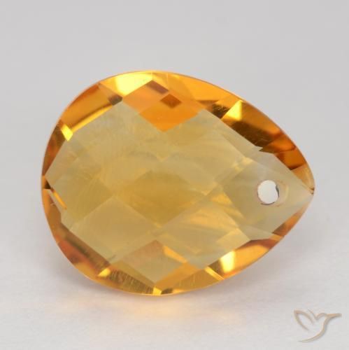 3.38克拉天然黄水晶，梨形，VVS-VS