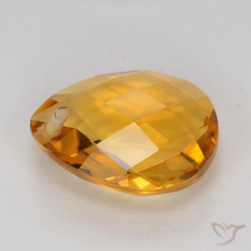 3.38克拉天然黄水晶，梨形，VVS-VS