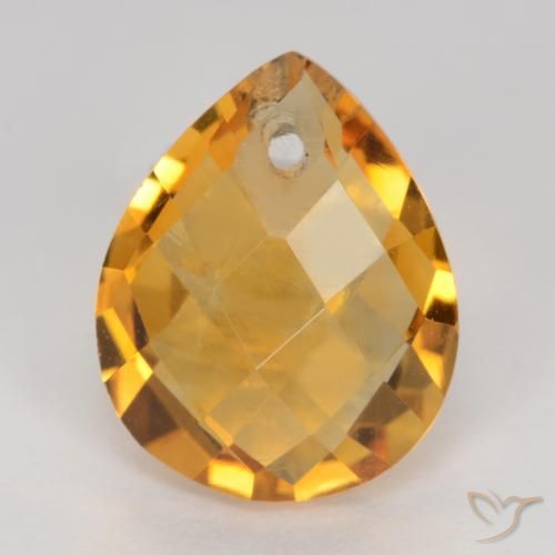 3.37ct 天然 深橙色-金色 黄水晶, 梨形, VVS-VS