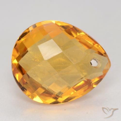 3.86克拉天然黄水晶，梨形，VVS-VS