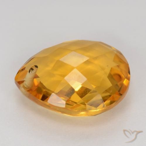 3.86克拉天然黄水晶，梨形，VVS-VS