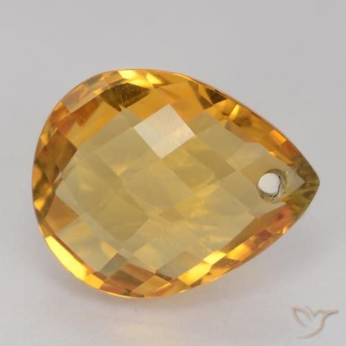 3.39克拉天然黄水晶，梨形，VVS-VS