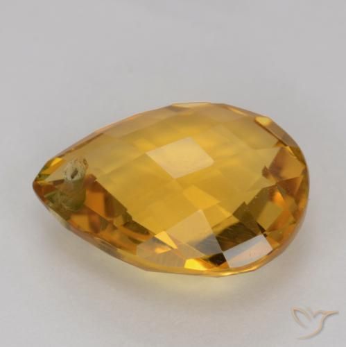 3.39克拉天然黄水晶，梨形，VVS-VS