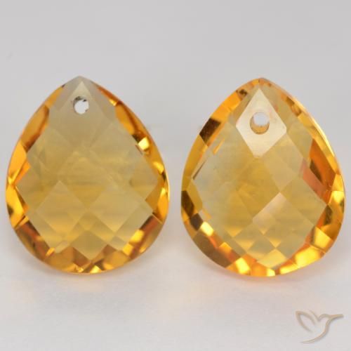 7.39ctw 天然 深金橙色 黄水晶, 梨形, VVS-VS
