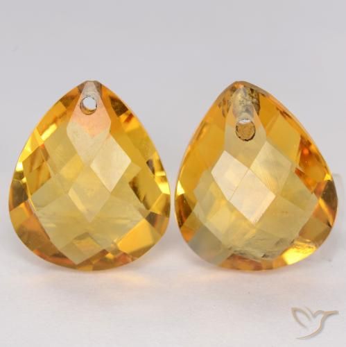 7.21ctw 天然 深金色 黄水晶, 梨形, VVS-VS