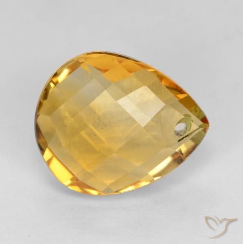 3.85克拉天然黄水晶，梨形，VVS-VS