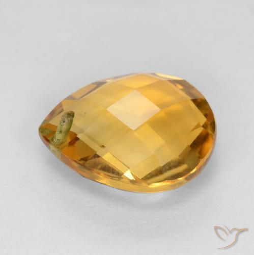 3.85克拉天然黄水晶，梨形，VVS-VS
