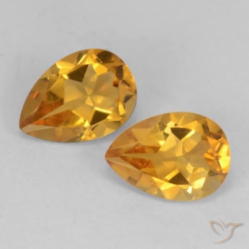 1.48ctw 天然 深橙色-金色 黄水晶, 梨形, VS