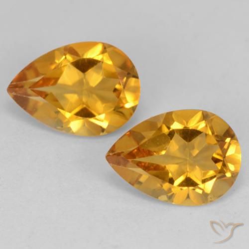 1.28ctw 天然 深橙金 黄水晶, 梨形, VVS-VS