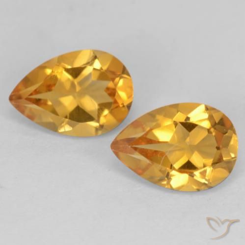 1.28ctw 天然 深橙色-金色 黄水晶, 梨形, VVS-VS