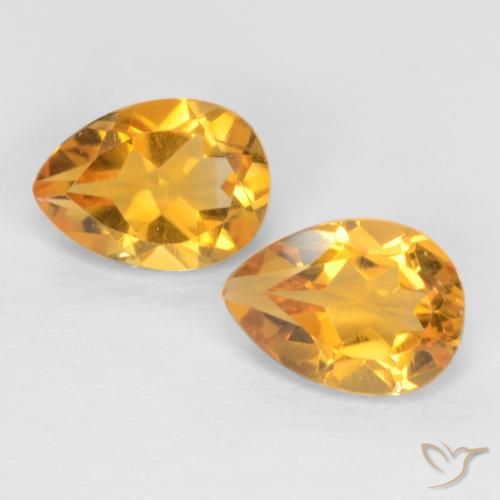 1.42ctw 天然 深橙色-金色 黄水晶, 梨形, VVS-VS
