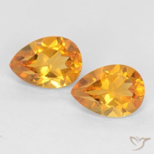 1.39ctw 天然 深橙金 黄水晶, 梨形, VVS-VS