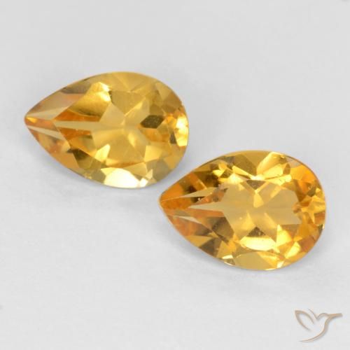 1.29ctw 天然 中深金色 黄水晶, 梨形, VVS-VS