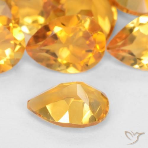 0.65克拉天然黄水晶，梨形，VS