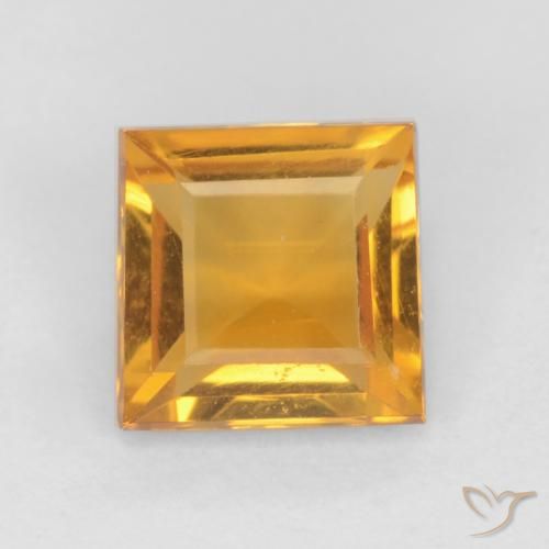 0.79ct 天然 深橙色-金色 黄水晶, 正方形, VS