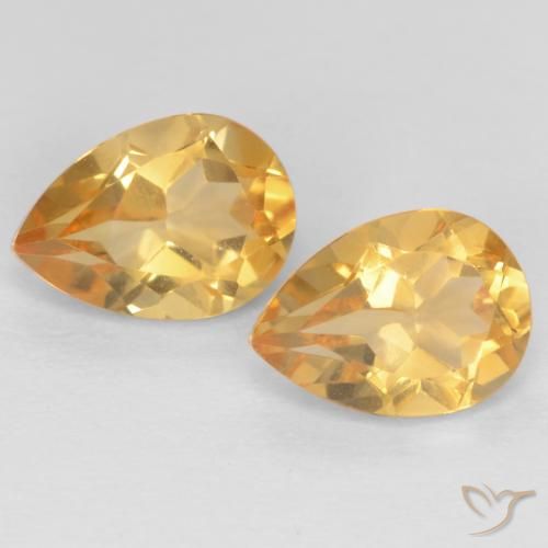 1.28ctw 天然 浅橙色-金色 黄水晶, 梨形, VVS-VS