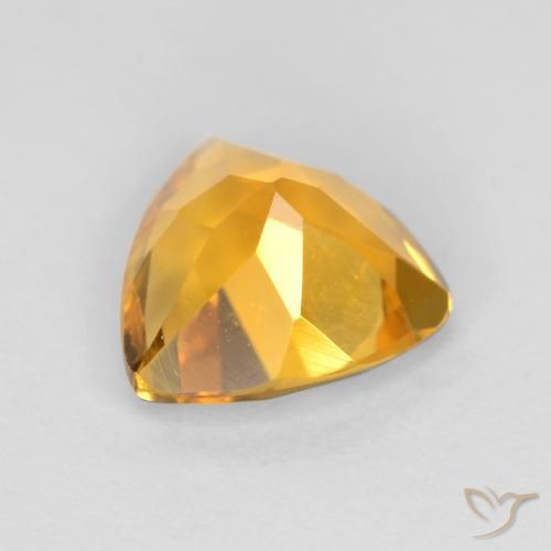 0.91克拉天然黄水晶，胖三角形，VS