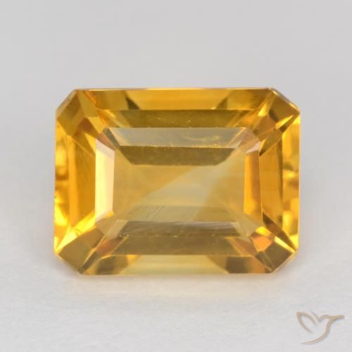 1.57ct 天然 深金橙色 黄水晶, 祖母绿式切割, VS