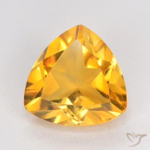 1.02ct 天然 深金色 黄水晶, 胖三角形, VS