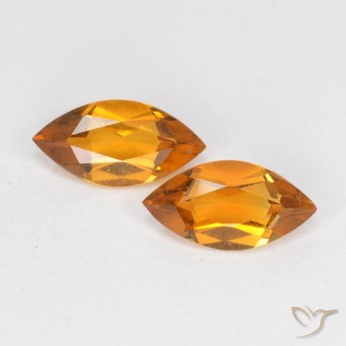 0.94ctw 天然 中橙 黄水晶, 榄尖形, VS
