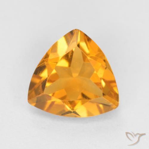 0.88ct 天然 深橙色-金色 黄水晶, 胖三角形, VS